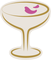 Coupe glass icon with floral garnish